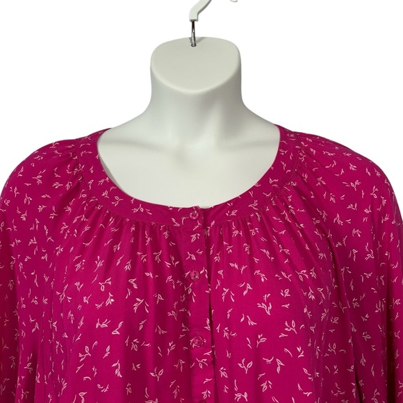 Penningtons, Plus Size Floral Print Blouse, 2X, Pink, White - Picture 3 of 8
